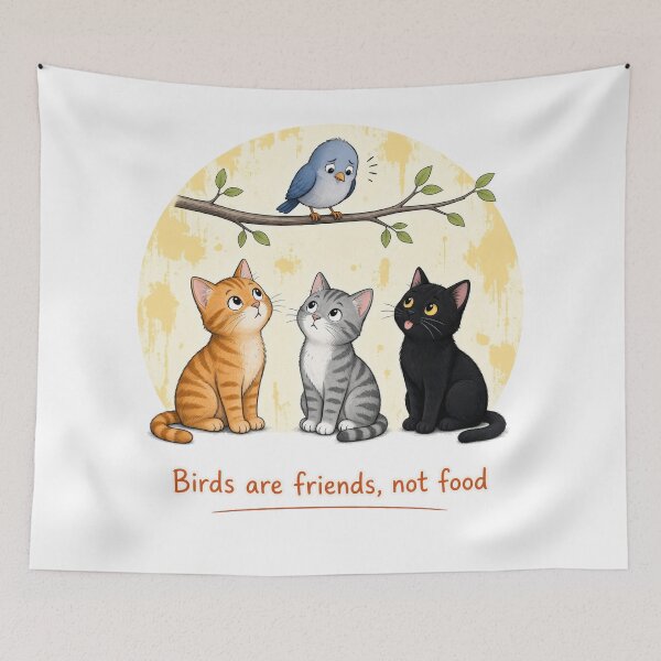 Item preview, Birds Are Friends, Not Food – Funny Cat & Bird Design designed and sold by tomperys.