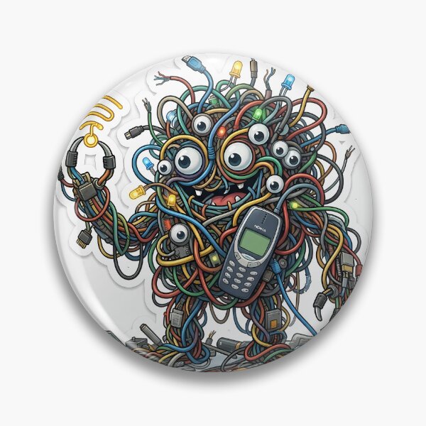 Item preview, ⁠Wired and Weird Funny Tech Monster Close-Up Sticker⁠ designed and sold by Julia9632.