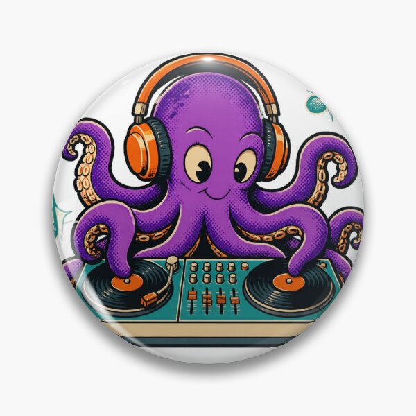 Item preview, Funky Octopus DJ with vinyl records designed and sold by CalipZO.