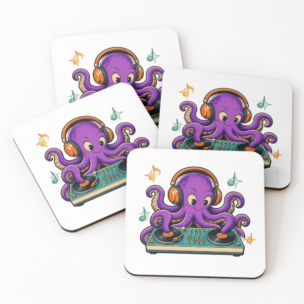 Item preview, Funky Octopus DJ with vinyl records designed and sold by CalipZO.