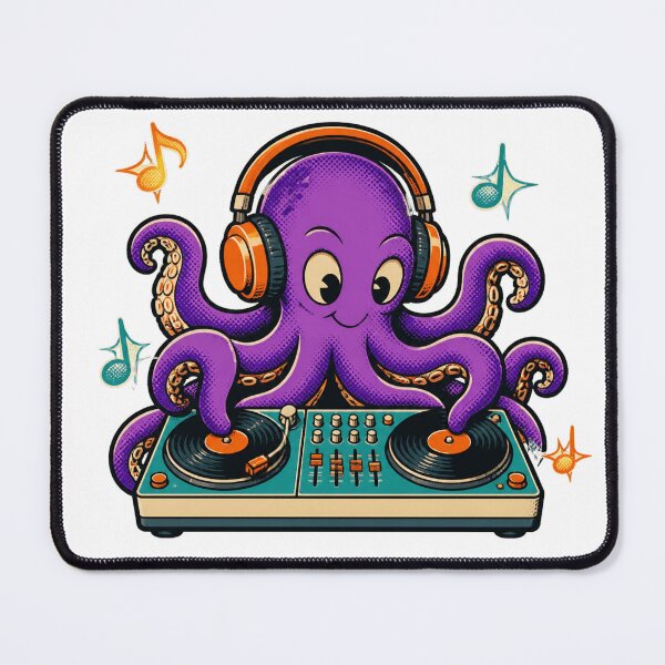 Item preview, Funky Octopus DJ with vinyl records designed and sold by CalipZO.