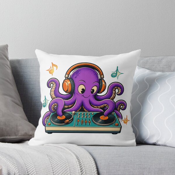 Item preview, Funky Octopus DJ with vinyl records designed and sold by CalipZO.