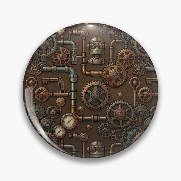 Item preview, Steampunk Robot and Vintage Gears Pattern designed and sold by OrakArt.