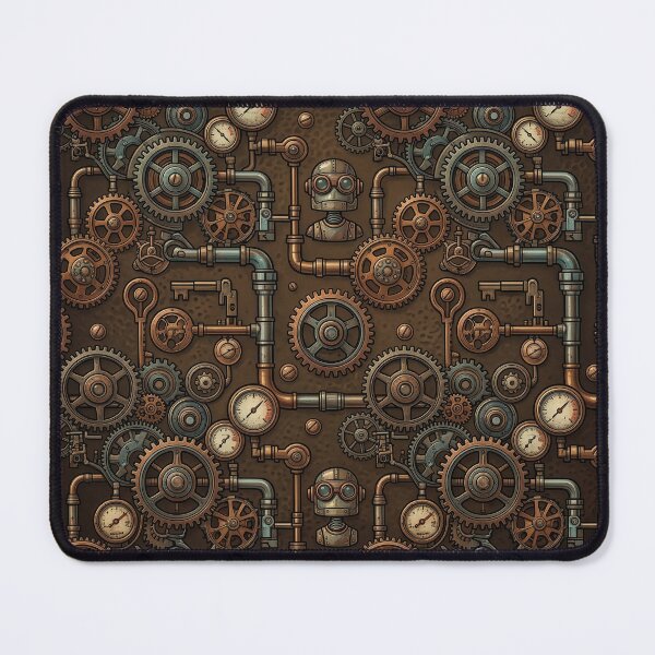 Item preview, Steampunk Robot and Vintage Gears Pattern designed and sold by OrakArt.