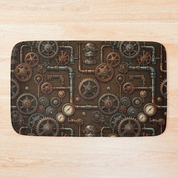 Item preview, Steampunk Robot and Vintage Gears Pattern designed and sold by OrakArt.