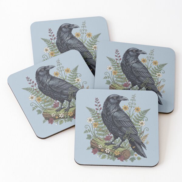 Item preview, Raven in Woodland Botanical Wildlife Nature designed and sold by BirdsnStuff.