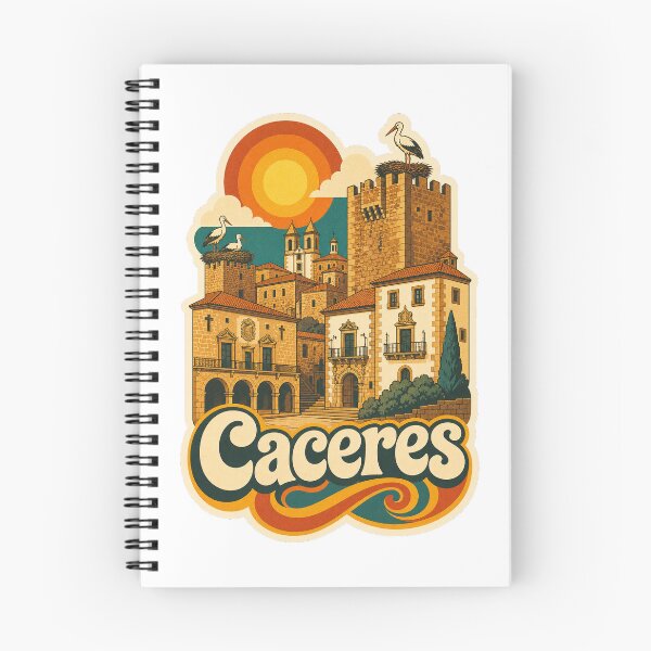 Item preview, Caceres Spain Travel Souvenir - Retro Illustration designed and sold by VisualArtsOasis.