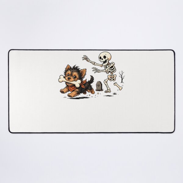 Item preview, Cute Funny Skeleton Chasing Yorkie Dog Lovers Halloween designed and sold by Mykittens69.