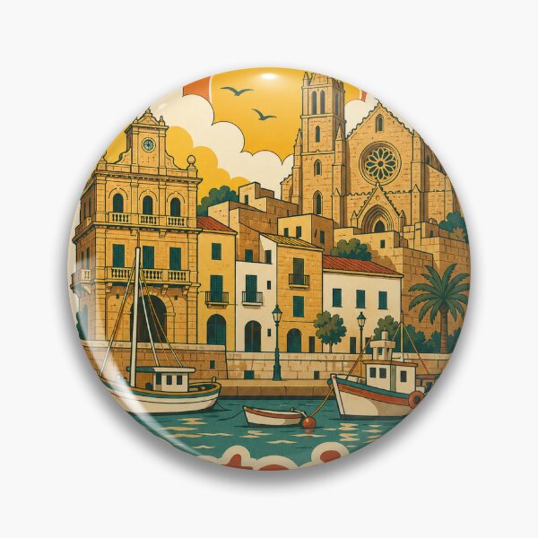 Item preview, Ciutadella Spain Travel Souvenir - Retro Illustration designed and sold by VisualArtsOasis.