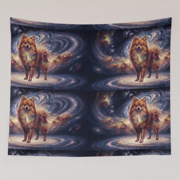 Item preview, Cosmic Fox Pomeranian: The Stellar Guardian & Amber Nebula Soul designed and sold by SOOstudio73.