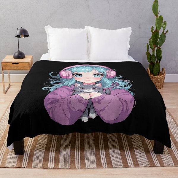 Item preview, Anime Girl With Cat Japanese Kawaii Cute Manga Teen Cat Lover T-Shirt designed and sold by VelourEmber.
