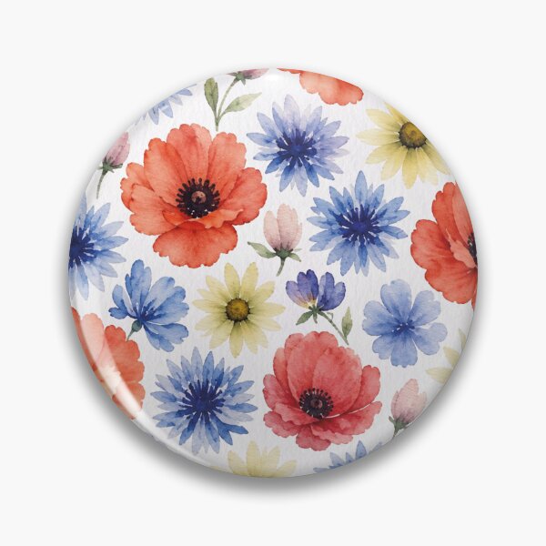 Item preview, Watercolor Poppies and Cornflowers Wildflower Pattern designed and sold by MoxisWatercolor.