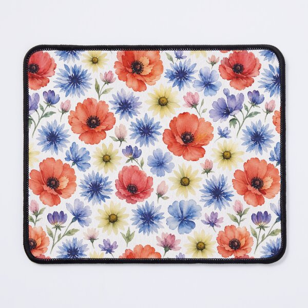Item preview, Watercolor Poppies and Cornflowers Wildflower Pattern designed and sold by MoxisWatercolor.