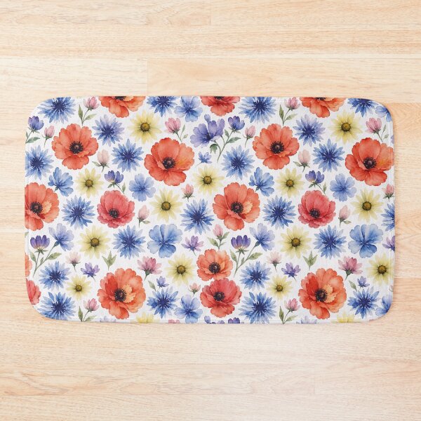 Item preview, Watercolor Poppies and Cornflowers Wildflower Pattern designed and sold by MoxisWatercolor.