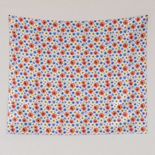 Item preview, Watercolor Poppies and Cornflowers Wildflower Pattern designed and sold by MoxisWatercolor.