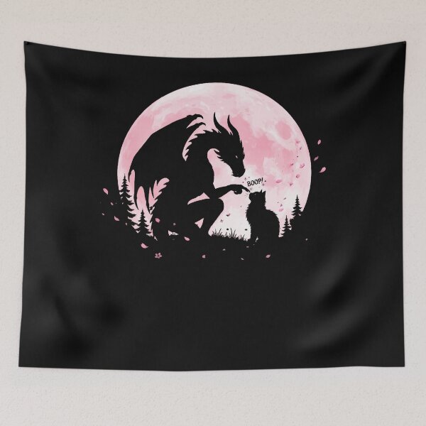 Item preview, Dragon Boop Cat Under Full Moon Funny Cute Fantasy Night designed and sold by Mykittens69.