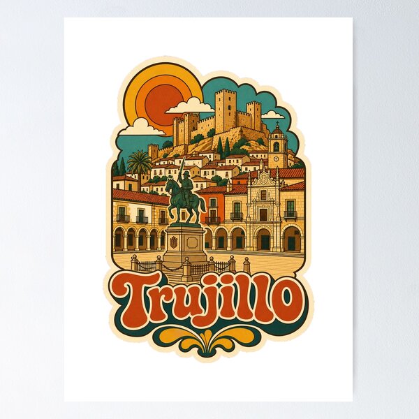 Item preview, Trujillo Spain Travel Souvenir - Retro Illustration designed and sold by VisualArtsOasis.