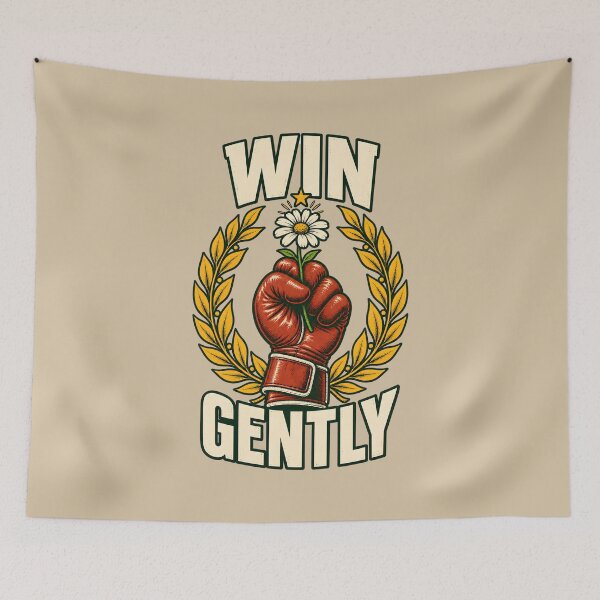 Item preview, Win Gently – Boxing Glove Holding a Daisy designed and sold by VioVibe.