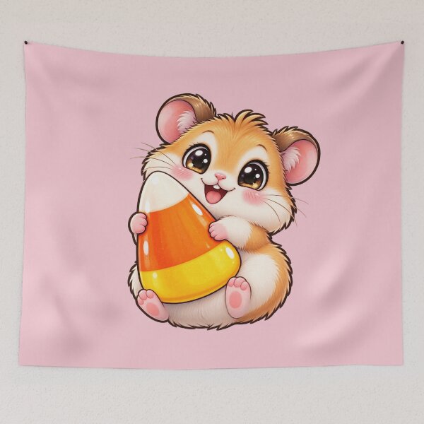 Item preview, Kawaii Halloween Hamster Sticker Art – Cute Chibi Candy Corn Illustration designed and sold by MagicMakerPh.