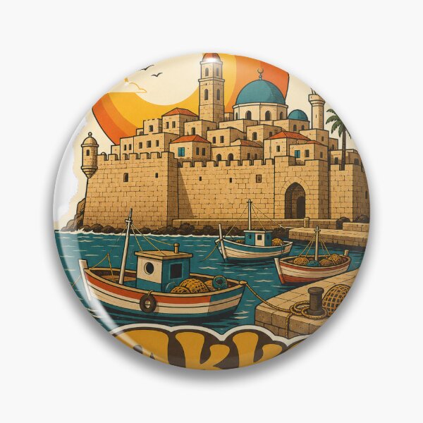 Item preview, Akko Israel Travel Souvenir - Retro Illustration designed and sold by VisualArtsOasis.