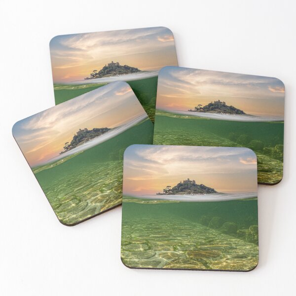 Item preview, St Michaels mount Cornwall,causeway underwater at sunset designed and sold by kathleenjean.