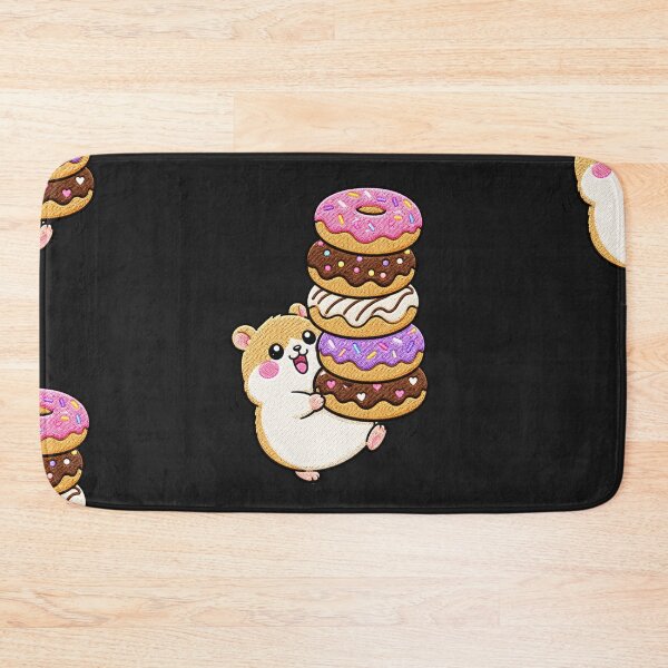 Item preview, Overloaded Hamster Carrying Donuts Kawaii Embroidery Patch designed and sold by ColorSplash123.