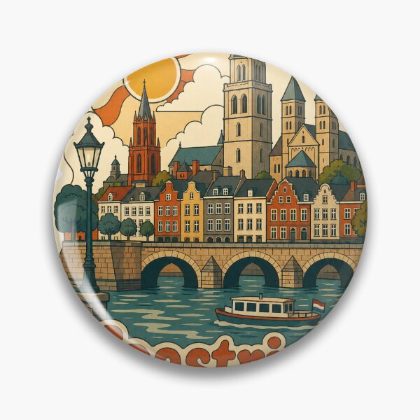 Item preview, Maastricht Netherlands Travel Souvenir - Retro Illustration designed and sold by VisualArtsOasis.
