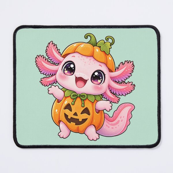 Item preview, Kawaii Pumpkin Axolotl Sticker Art – Cute Chibi Halloween Illustration designed and sold by MagicMakerPh.