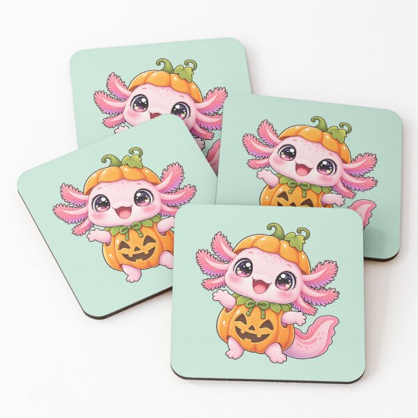 Item preview, Kawaii Pumpkin Axolotl Sticker Art – Cute Chibi Halloween Illustration designed and sold by MagicMakerPh.
