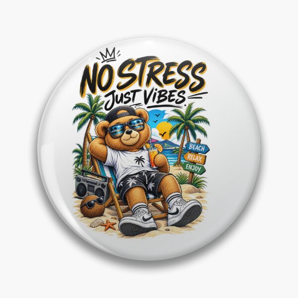 Item preview, No Stress Just Vibes Bear designed and sold by CinderMile.