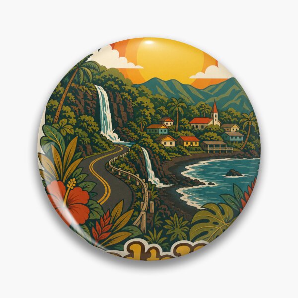 Item preview, Road to Hana USA Travel Souvenir - Retro Illustration designed and sold by VisualArtsOasis.