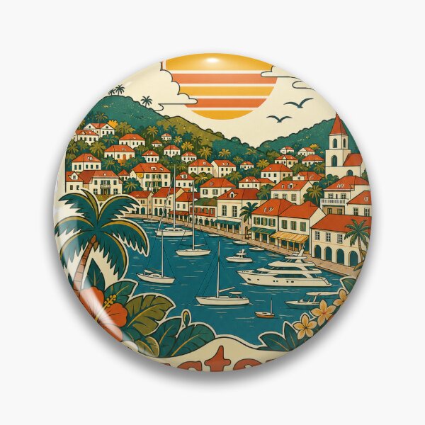 Item preview, Gustavia Saint Barthelemy Travel Souvenir - Retro Illustration designed and sold by VisualArtsOasis.