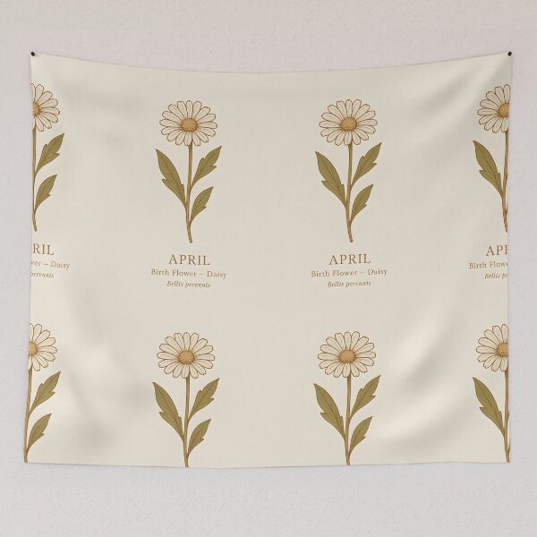 Item preview, April Daisy Birth Flower, Vintage Botanical Floral Illustration designed and sold by NarjaShop.