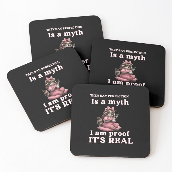 Item preview, Perfection Is a Myth Funny Sarcastic Woman Raccoon designed and sold by Creative-Sanc.