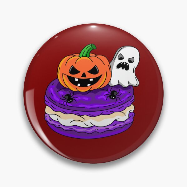 Item preview, Creepy Halloween Bakery Macaroon decorated with Carved Pumpkin Angry Ghost and Black Spiders Clipart designed and sold by RS4you.