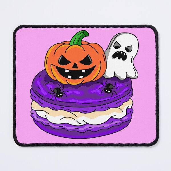 Item preview, Creepy Halloween Bakery Macaroon decorated with Carved Pumpkin Angry Ghost and Black Spiders Clipart designed and sold by RS4you.