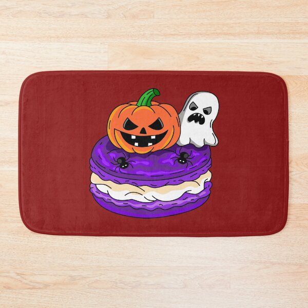 Item preview, Creepy Halloween Bakery Macaroon decorated with Carved Pumpkin Angry Ghost and Black Spiders Clipart designed and sold by RS4you.