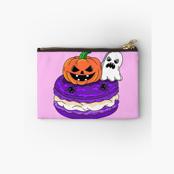 Item preview, Creepy Halloween Bakery Macaroon decorated with Carved Pumpkin Angry Ghost and Black Spiders Clipart designed and sold by RS4you.