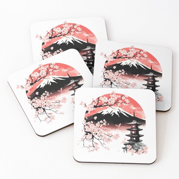 Item preview, Mount Fuji, Pagoda, and Cherry Blossoms with Red Sun designed and sold by appareshop88.