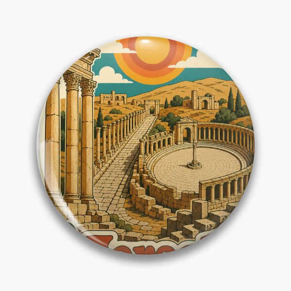 Item preview, Jerash Jordan Travel Souvenir - Retro Illustration designed and sold by VisualArtsOasis.