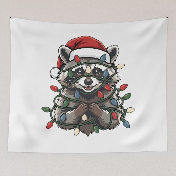 Item preview, Raccoon Christmas Lights Santa Hat Men Women Kids Funny  designed and sold by clothesy7.