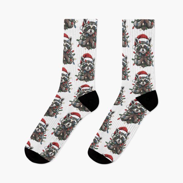Item preview, Raccoon Christmas Lights Santa Hat Men Women Kids Funny designed and sold by clothesy7.