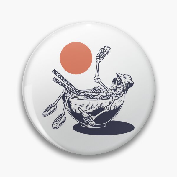 Item preview, Japanese Skeleton Relaxing in a Ramen Bowl designed and sold by TotalityDesigns.