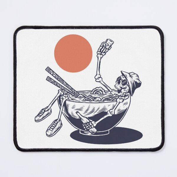 Item preview, Japanese Skeleton Relaxing in a Ramen Bowl designed and sold by TotalityDesigns.