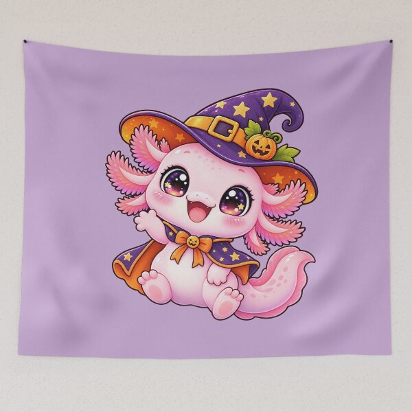 Item preview, Kawaii Witch Axolotl Sticker Art – Cute Chibi Halloween Illustration designed and sold by MagicMakerPh.