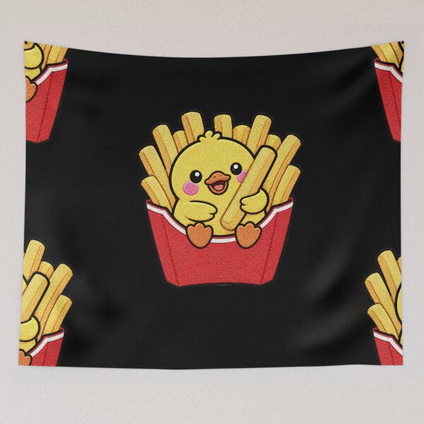 Item preview, Hungry Duck Eating French Fries Kawaii Embroidery Patch designed and sold by ColorSplash123.