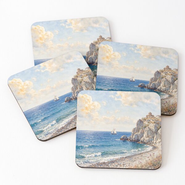 Item preview,  Watercolor Painting of Mediterranean Coastal Seascape designed and sold by Mike Kiev art.