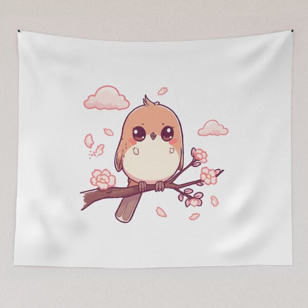 Item preview, Cute Kawaii Bird on Cherry Blossom Branch | Spring Sakura Bird | Japanese Aesthetic designed and sold by dreamz-world.