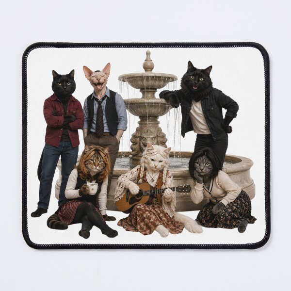 Item preview, Anthropomorphic cats at fountain designed and sold by Agnisherl.