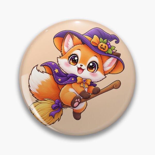 Item preview, Kawaii Chibi Fox on Broomstick Sticker Art – Cute Halloween Illustration designed and sold by MagicMakerPh.